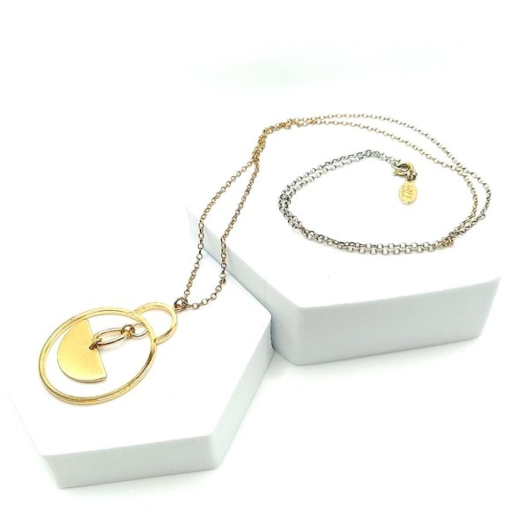 Loft Outlet Circle with Half Circle Inside Pendant Necklace - Picture 3 of 7